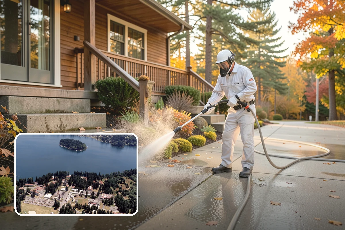Retaining Wall Cleaning in Lakewood, Pierce County, WA - Removes moss lodged in seams and mortar lines