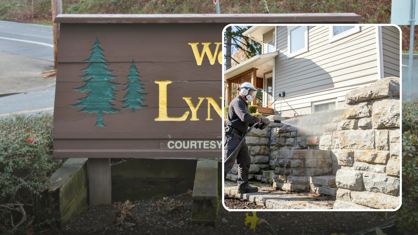 Retaining Wall Cleaning in Lynnwood, Snohomish County, WA - Clean poured and block retaining walls to remove the moss, algae, and soil staining typical of terraced Northwest yards.