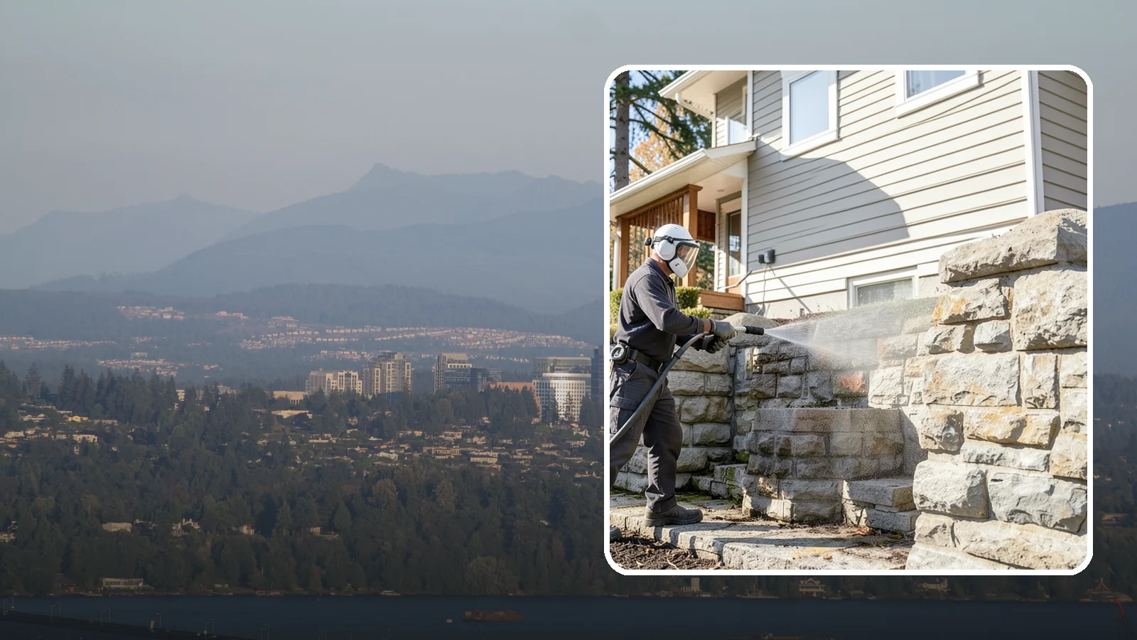Retaining Wall Cleaning in Medina, King County, WA - Clean poured and block retaining walls to remove the moss, algae, and soil staining typical of terraced Northwest yards.