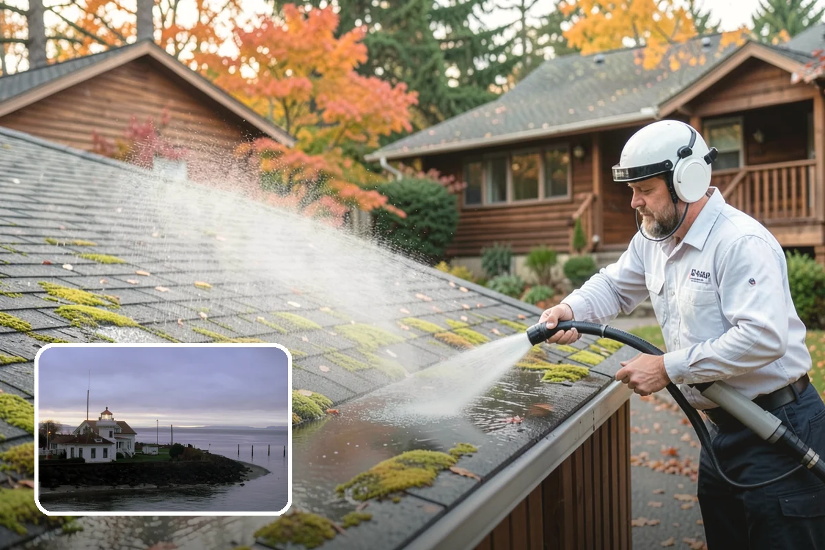 Retaining Wall Cleaning in Mukilteo, Snohomish County, WA - Removes moss lodged in seams and mortar lines