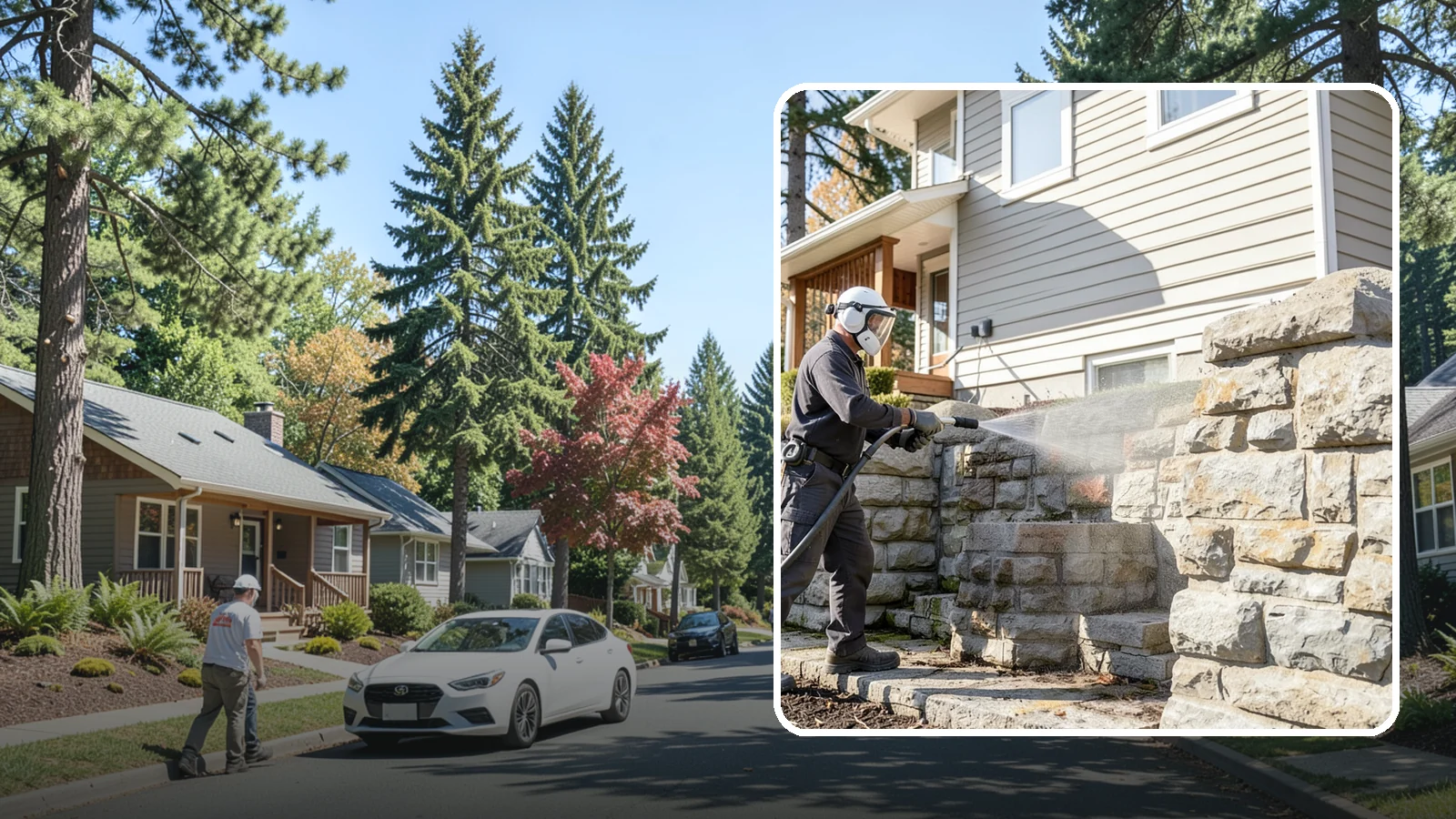 Retaining Wall Cleaning in Orting, Pierce County, WA - Clean poured and block retaining walls to remove the moss, algae, and soil staining typical of terraced Northwest yards.