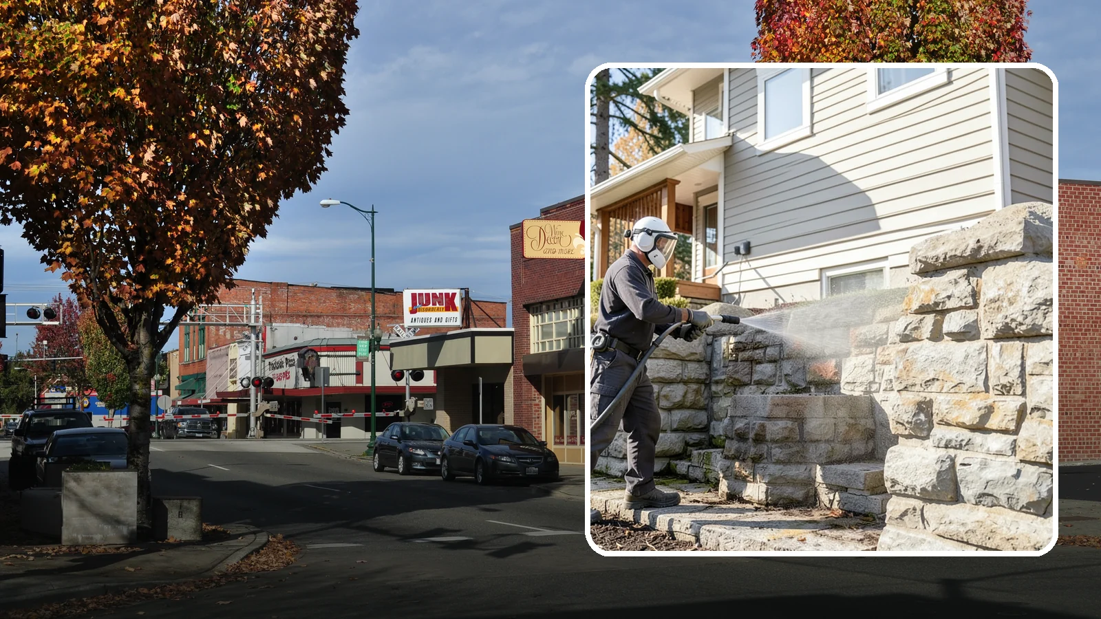 Retaining Wall Cleaning in Puyallup, Pierce County, WA - Clean poured and block retaining walls to remove the moss, algae, and soil staining typical of terraced Northwest yards.