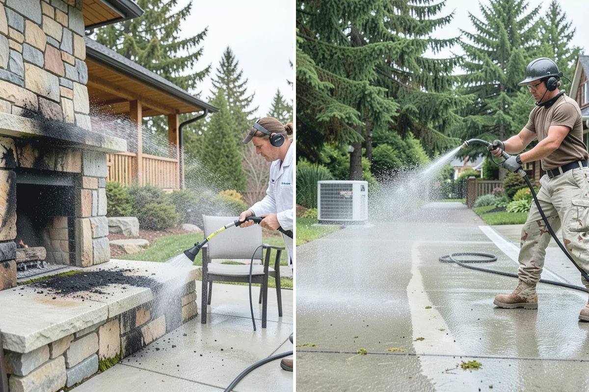 Retaining Wall Cleaning in Renton, King County, WA - Clear vegetation creeping onto the wall face
