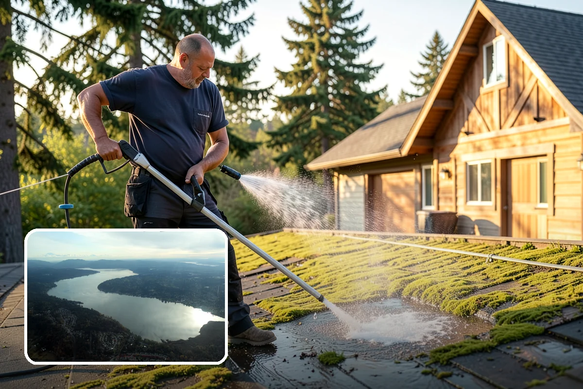 Retaining Wall Cleaning in Sammamish, King County, WA - Removes moss lodged in seams and mortar lines