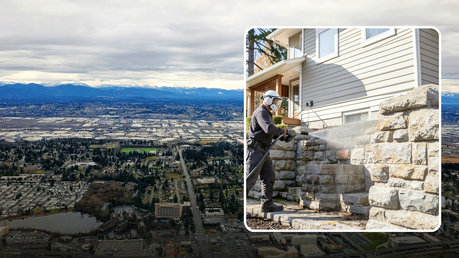 Retaining Wall Cleaning in SeaTac, King County, WA - Clean poured and block retaining walls to remove the moss, algae, and soil staining typical of terraced Northwest yards.