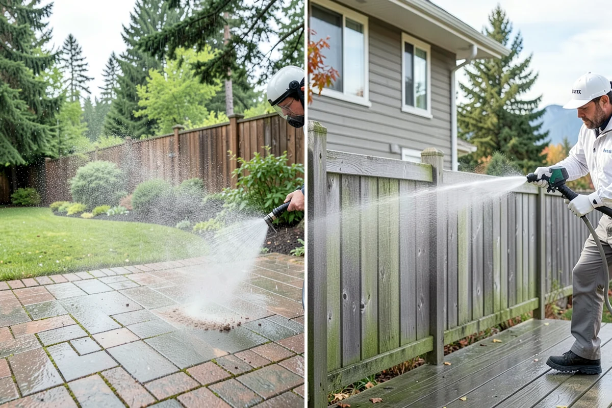 Retaining Wall Cleaning in SeaTac, King County, WA - Clear vegetation creeping onto the wall face