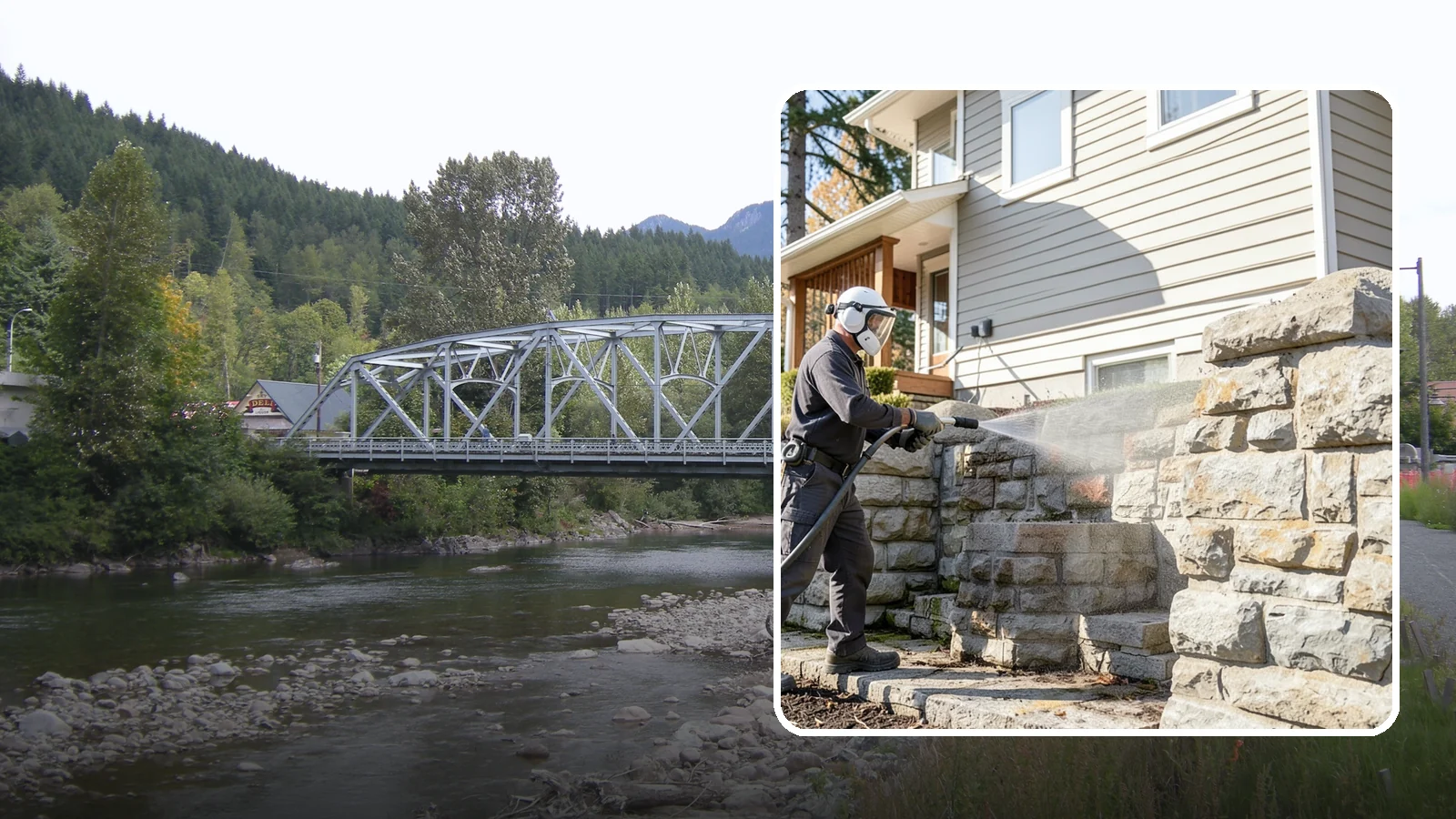 Retaining Wall Cleaning in Skykomish, King County, WA - Clean poured and block retaining walls to remove the moss, algae, and soil staining typical of terraced Northwest yards.