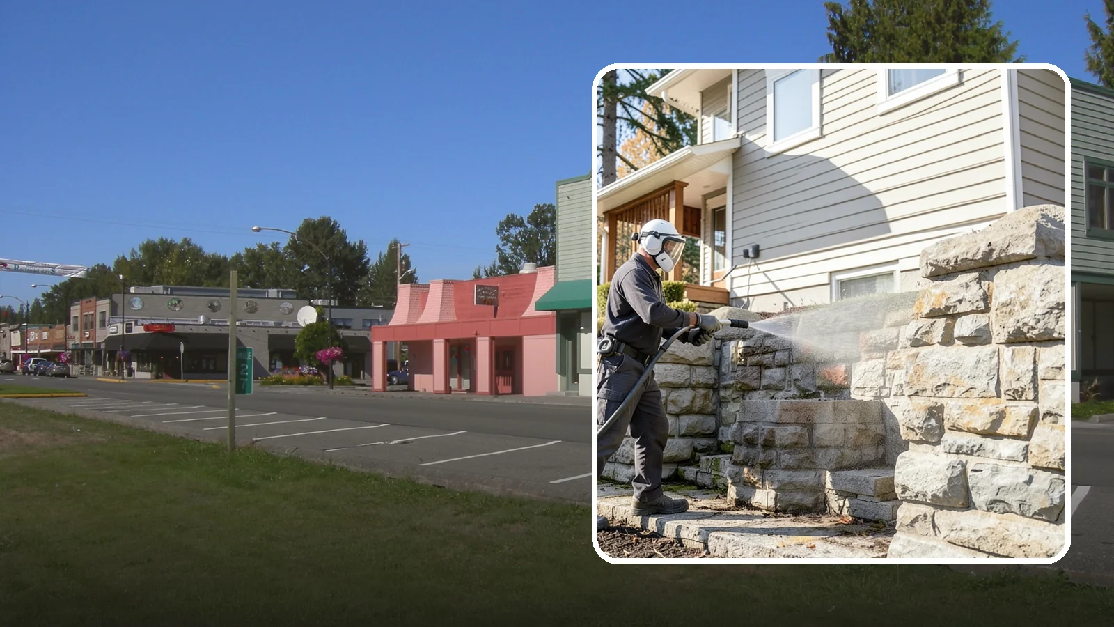 Retaining Wall Cleaning in Snoqualmie, King County, WA - Clean poured and block retaining walls to remove the moss, algae, and soil staining typical of terraced Northwest yards.