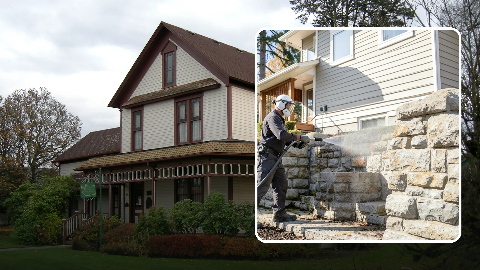 Retaining Wall Cleaning in Sumner, Pierce County, WA - Clean poured and block retaining walls to remove the moss, algae, and soil staining typical of terraced Northwest yards.