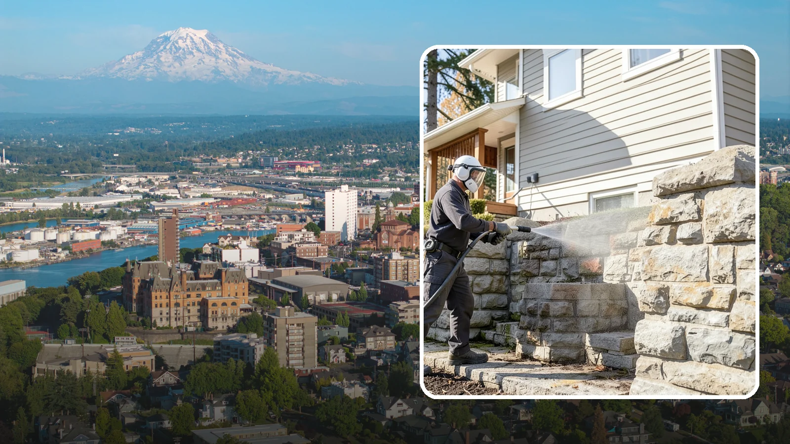 Retaining Wall Cleaning in Tacoma, Pierce County, WA - Clean poured and block retaining walls to remove the moss, algae, and soil staining typical of terraced Northwest yards.