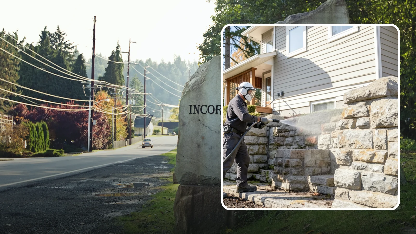 Retaining Wall Cleaning in Wilkeson, Pierce County, WA - Clean poured and block retaining walls to remove the moss, algae, and soil staining typical of terraced Northwest yards.