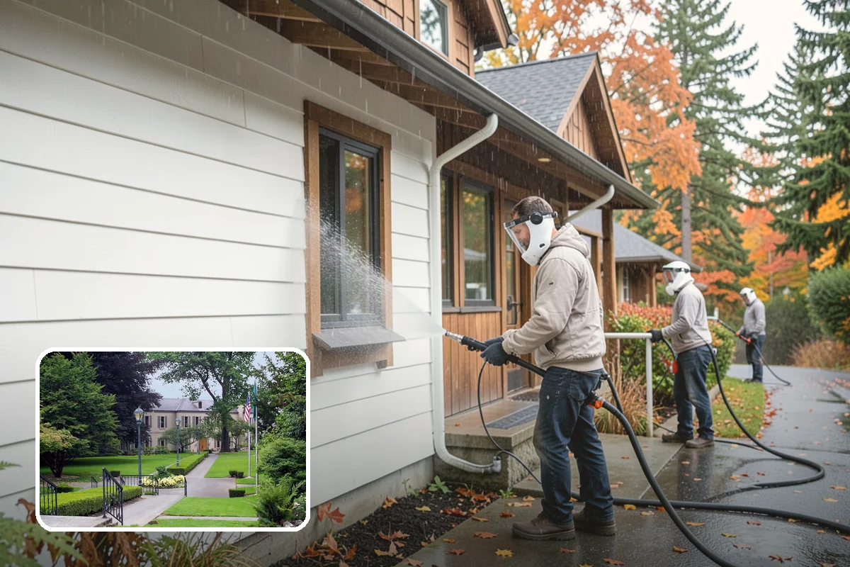 Retaining Wall Cleaning in Woodinville, King County, WA - Removes moss lodged in seams and mortar lines