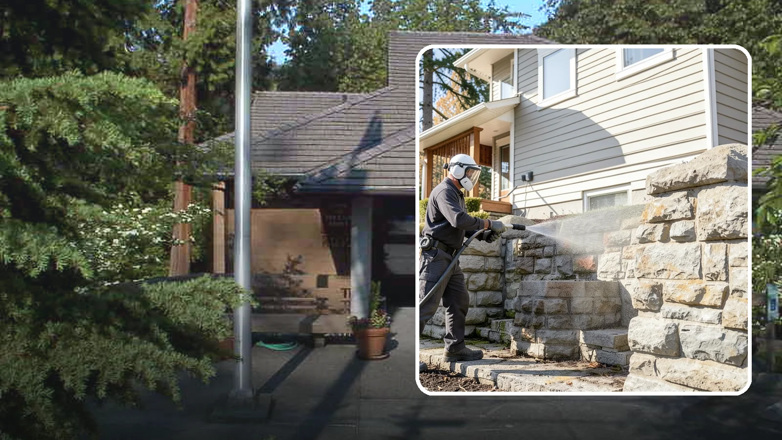 Retaining Wall Cleaning in Yarrow Point, King County, WA - Clean poured and block retaining walls to remove the moss, algae, and soil staining typical of terraced Northwest yards.