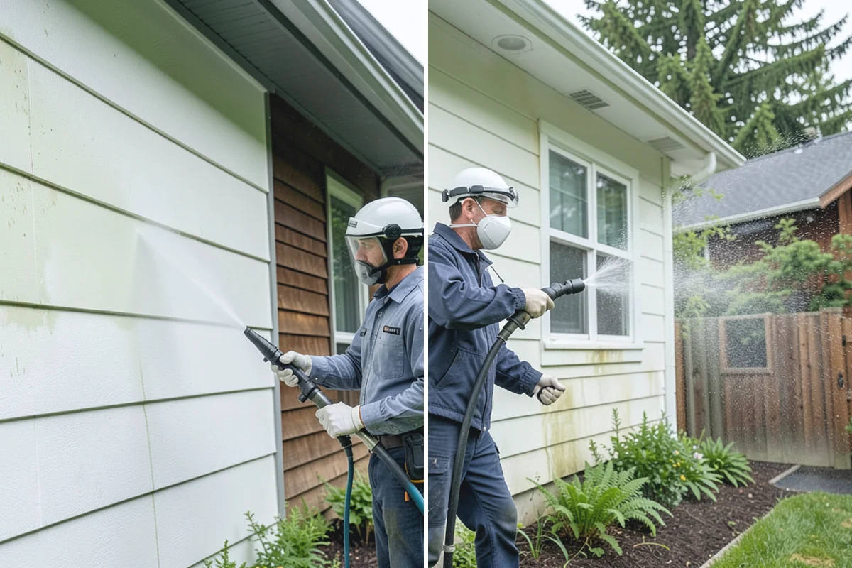 Retaining Wall Washing in Auburn, King County, WA - Trim back vegetation encroaching on the wall