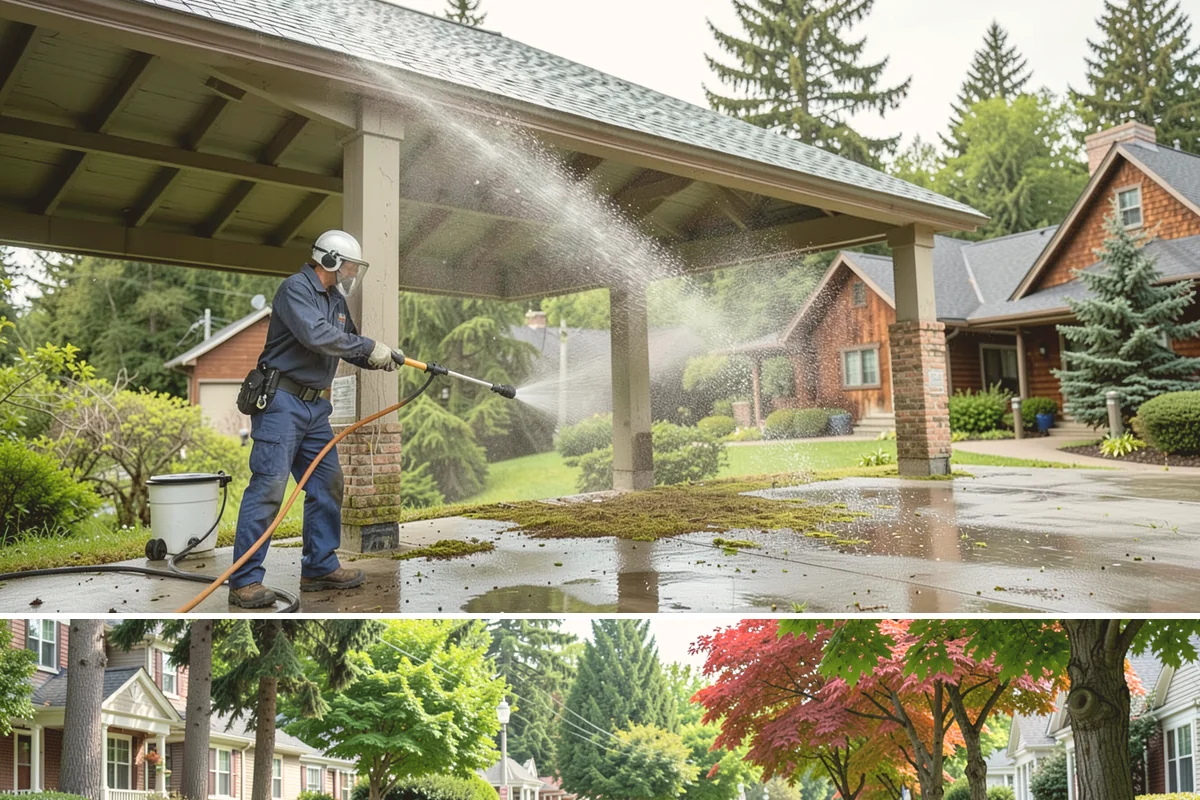 Retaining Wall Washing in Beaux Arts Village, King County, WA - Cleaning in early summer, after the soil begins to dry, limits the moisture that keeps masonry walls damp and speeds the return...