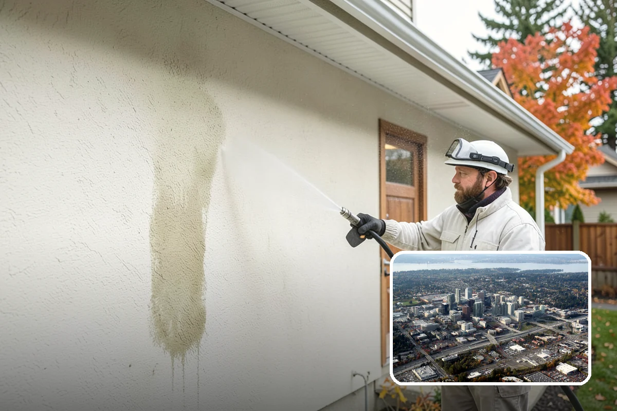 Retaining Wall Washing in Bellevue, King County, WA - Removes moss thriving along damp masonry joints