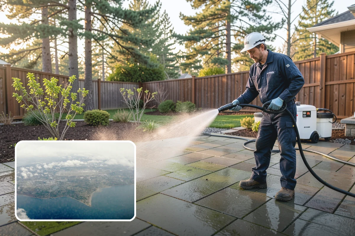 Retaining Wall Washing in Burien, King County, WA - Removes moss thriving along damp masonry joints