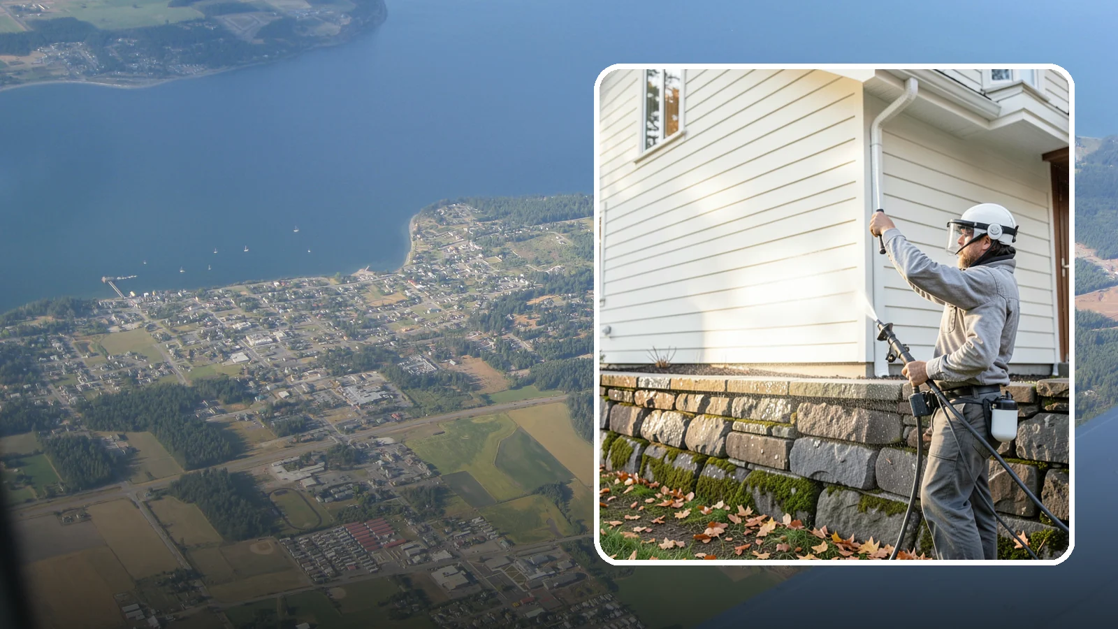 Retaining Wall Washing in Coupeville, Island County, WA - Wash masonry retaining walls to remove moss, mineral leaching, and soil stains from constantly damp structures.