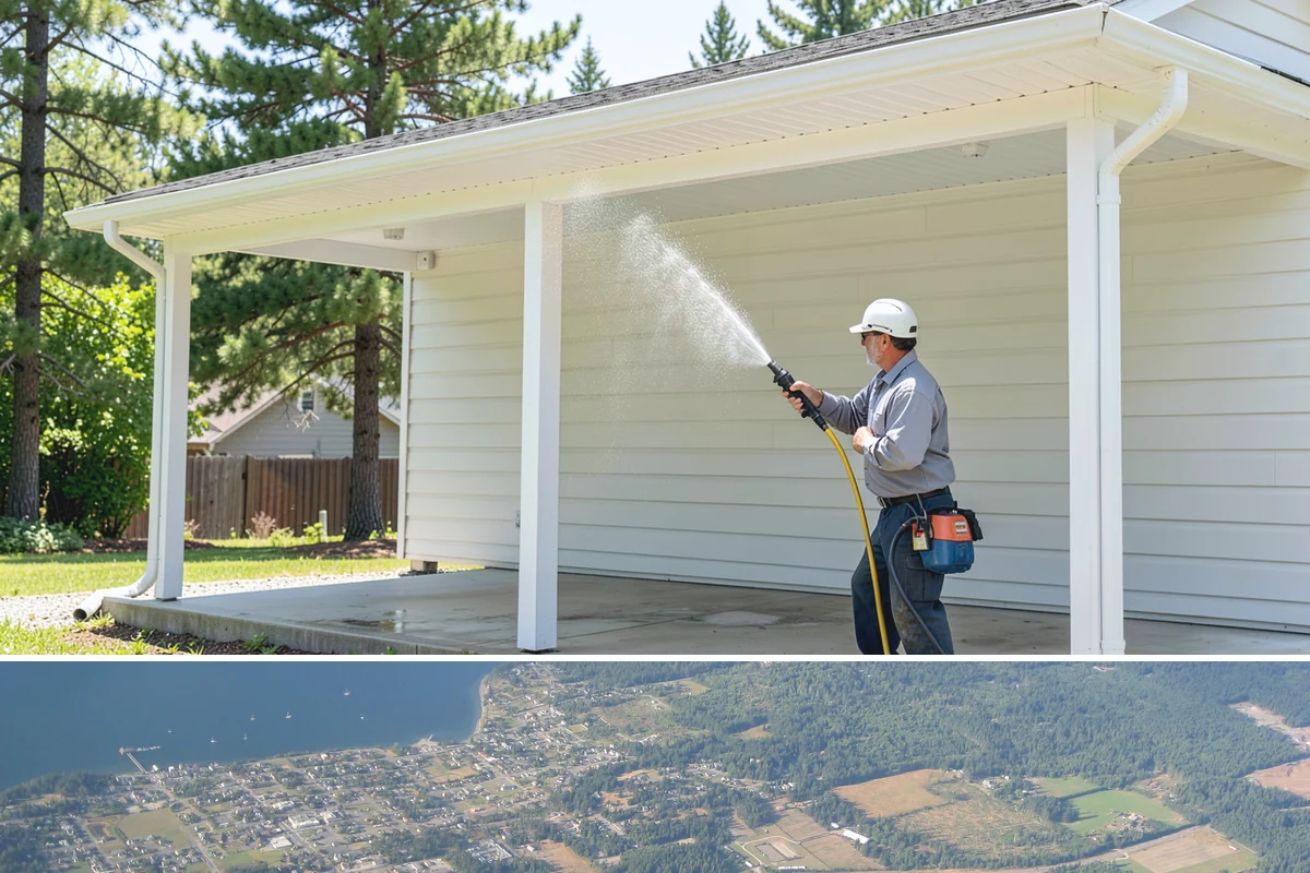 Retaining Wall Washing in Coupeville, Island County, WA - Cleaning in early summer, after the soil begins to dry, limits the moisture that keeps masonry walls damp and speeds the return...