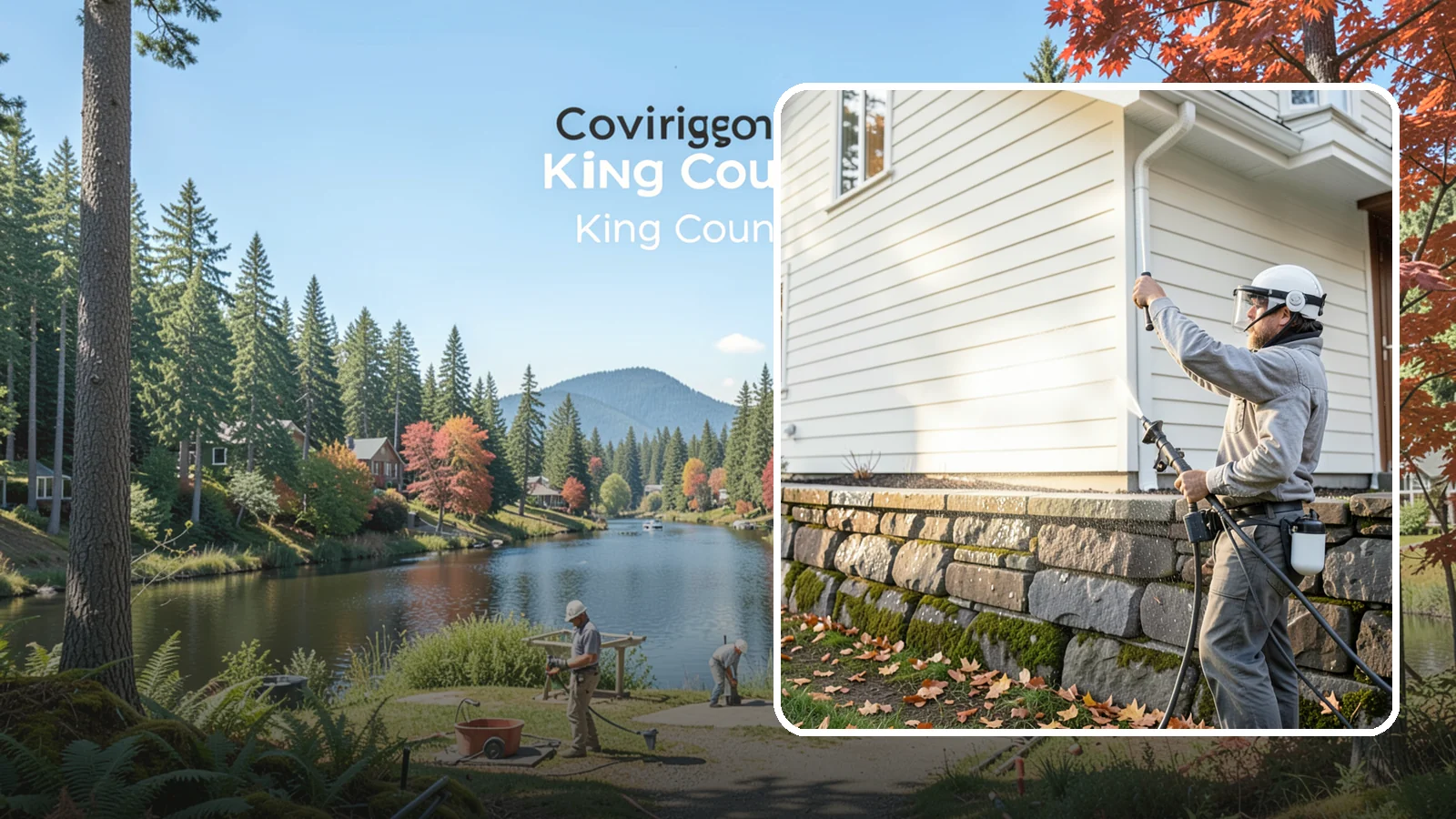 Retaining Wall Washing in Covington, King County, WA - Wash masonry retaining walls to remove moss, mineral leaching, and soil stains from constantly damp structures.
