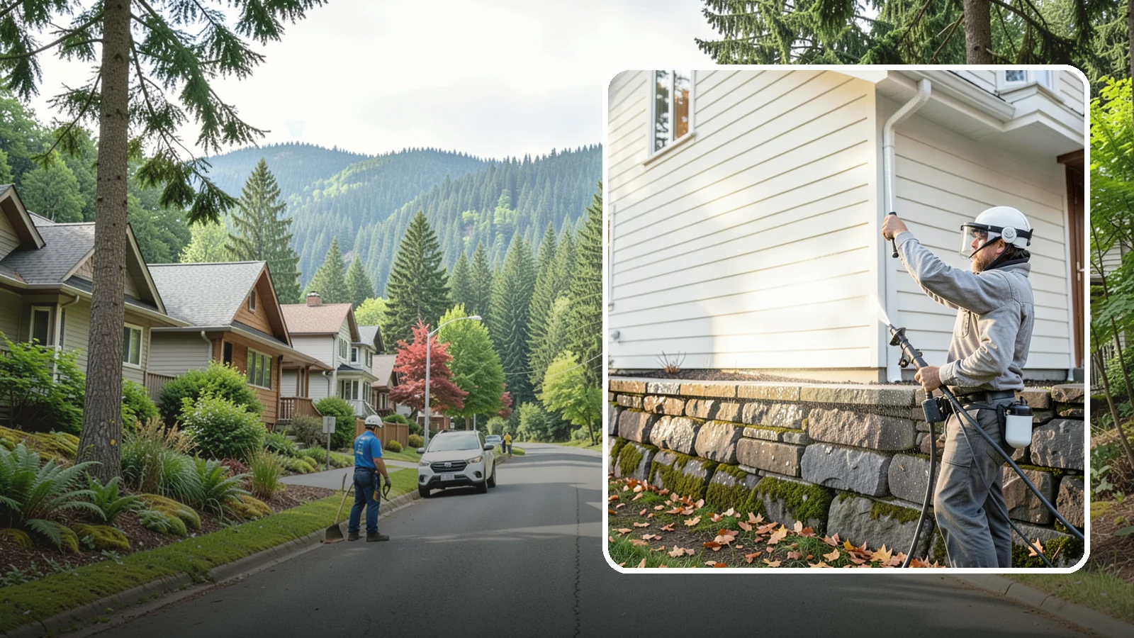 Retaining Wall Washing in Darrington, Snohomish County, WA - Wash masonry retaining walls to remove moss, mineral leaching, and soil stains from constantly damp structures.