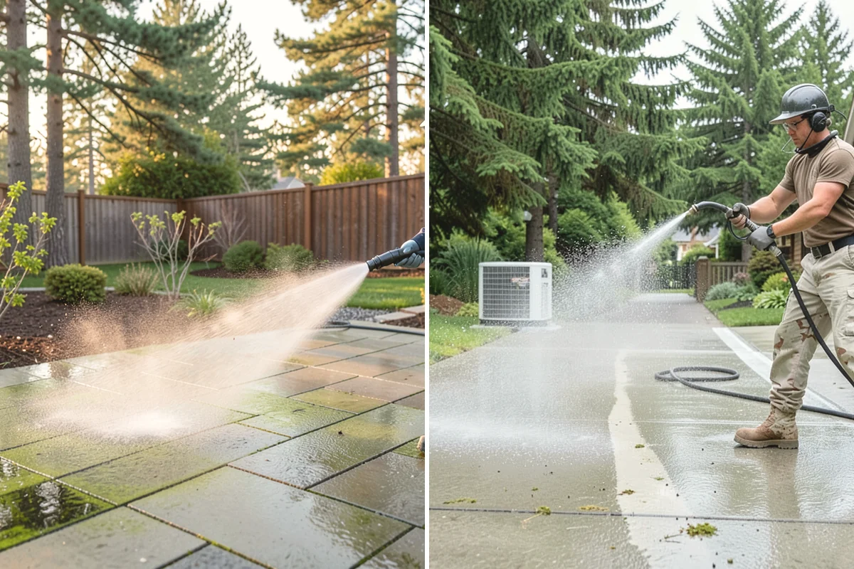 Retaining Wall Washing in Duvall, King County, WA - Trim back vegetation encroaching on the wall
