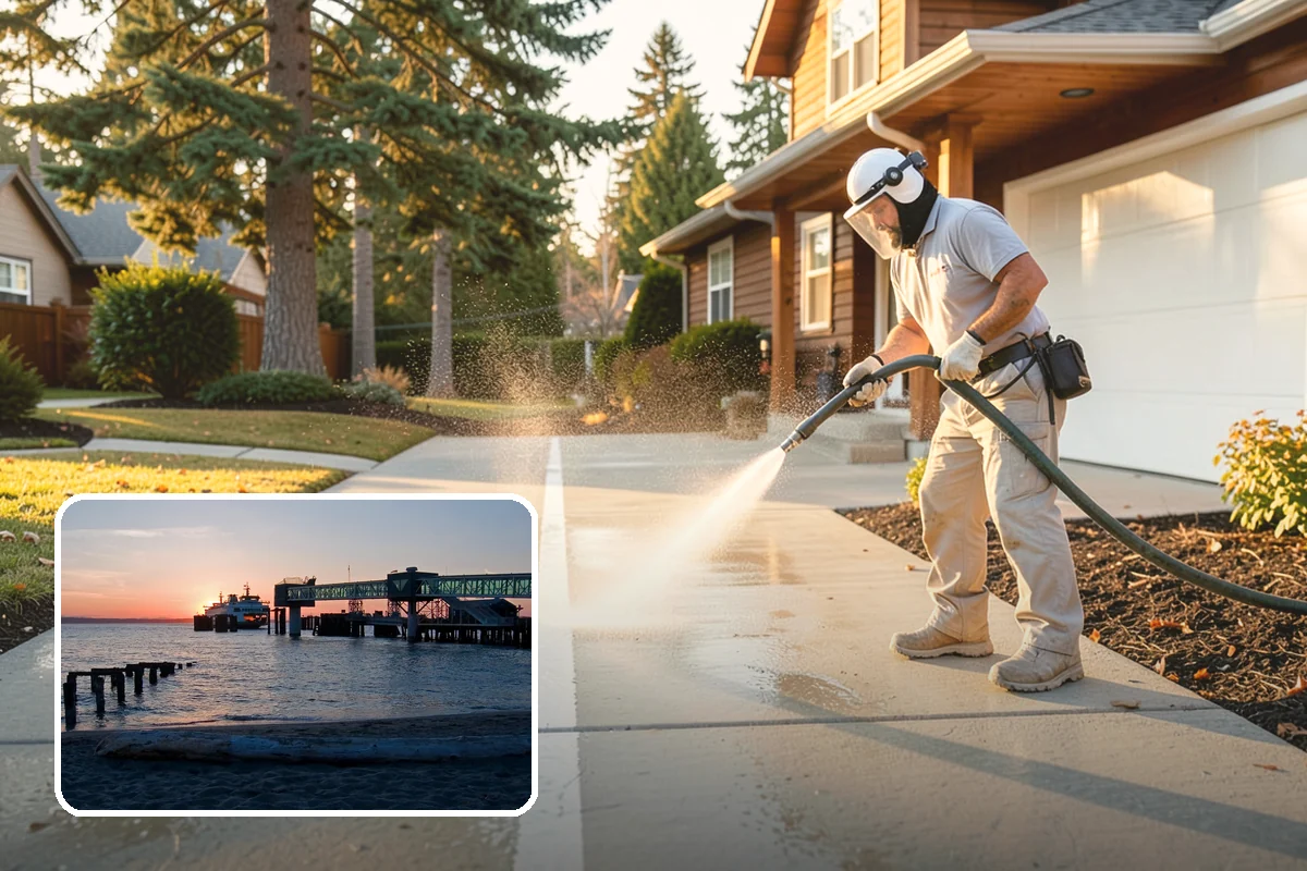 Retaining Wall Washing in Edmonds, Snohomish County, WA - Removes moss thriving along damp masonry joints