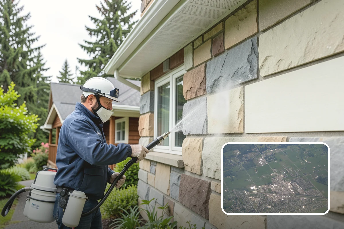 Retaining Wall Washing in Enumclaw, King County, WA - Removes moss thriving along damp masonry joints