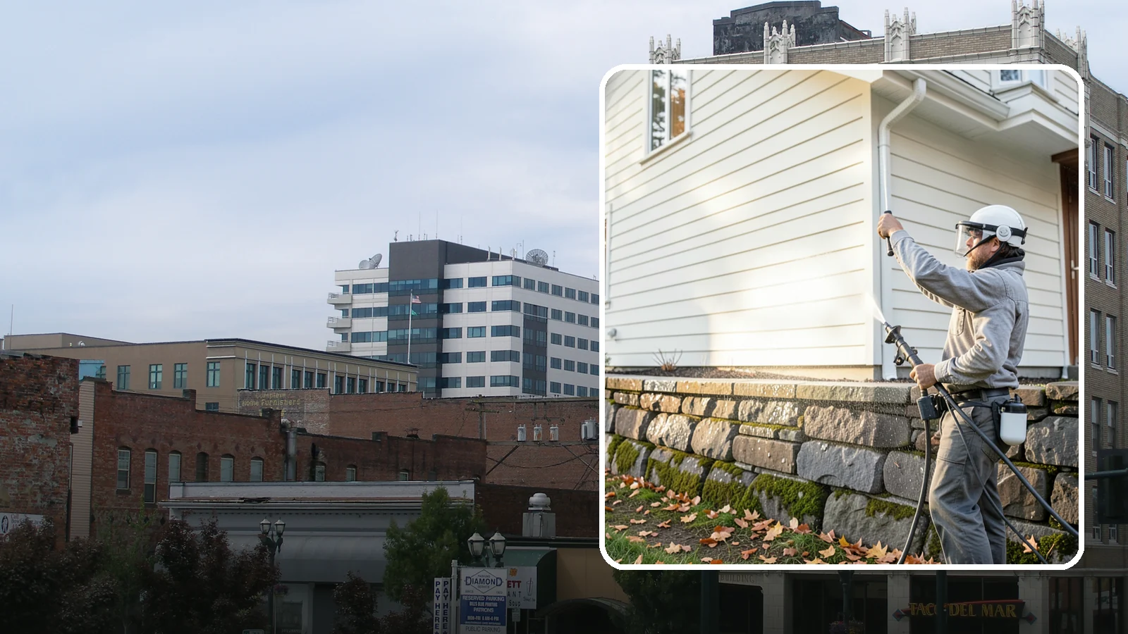 Retaining Wall Washing in Everett, Snohomish County, WA - Wash masonry retaining walls to remove moss, mineral leaching, and soil stains from constantly damp structures.