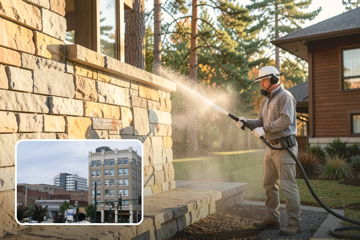 Retaining Wall Washing in Everett, Snohomish County, WA - Removes moss thriving along damp masonry joints