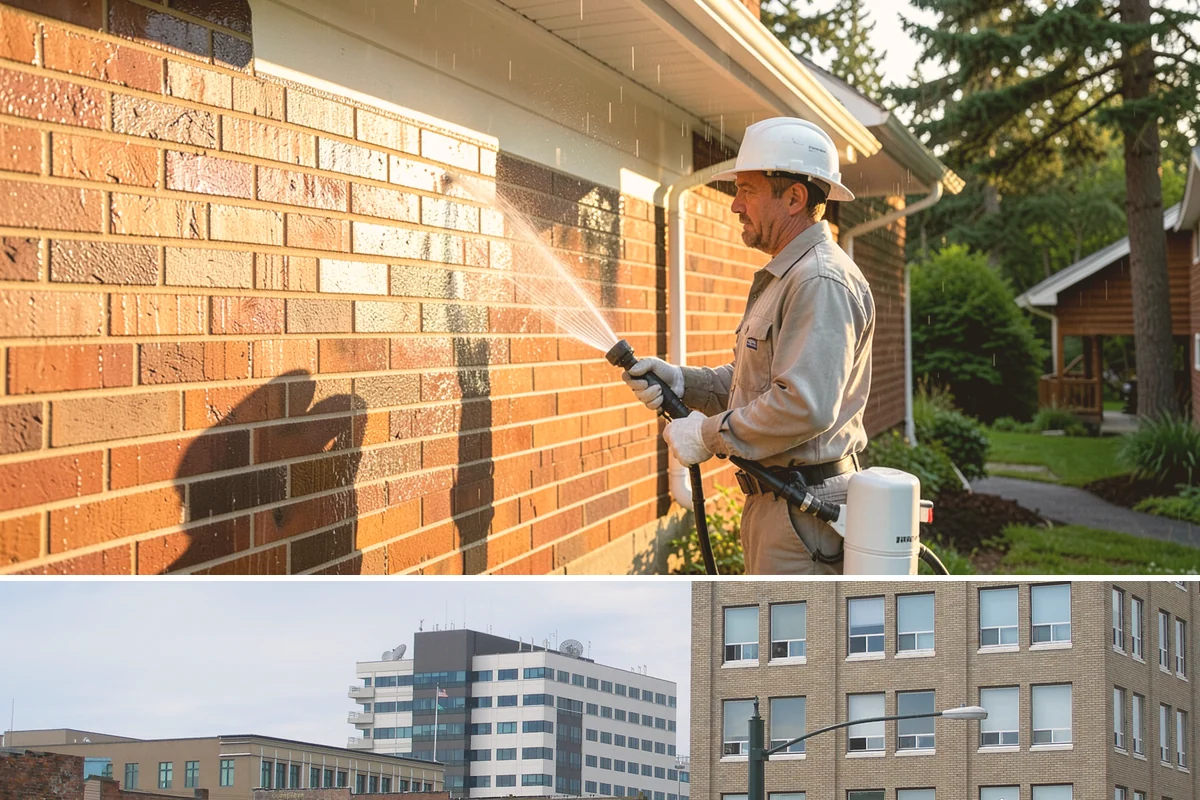 Retaining Wall Washing in Everett, Snohomish County, WA - Cleaning in early summer, after the soil begins to dry, limits the moisture that keeps masonry walls damp and speeds the return...