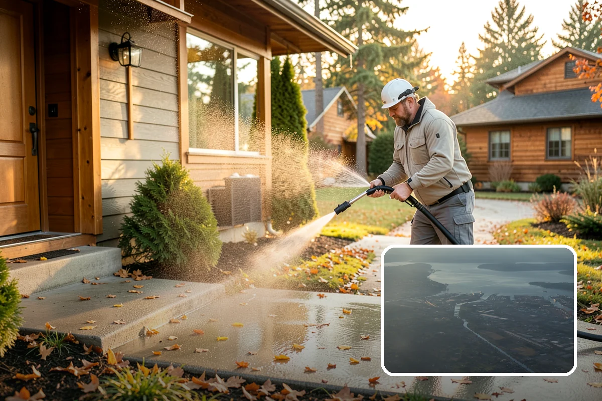 Retaining Wall Washing in Fife, Pierce County, WA - Removes moss thriving along damp masonry joints