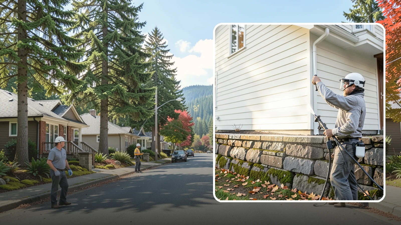 Retaining Wall Washing in Hunts Point, King County, WA - Wash masonry retaining walls to remove moss, mineral leaching, and soil stains from constantly damp structures.