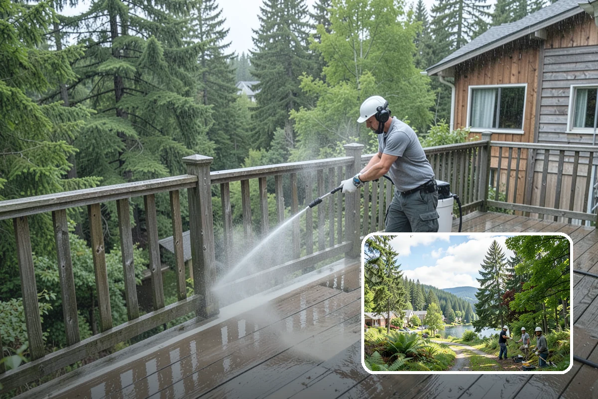 Retaining Wall Washing in Lake Forest Park, King County, WA - Removes moss thriving along damp masonry joints