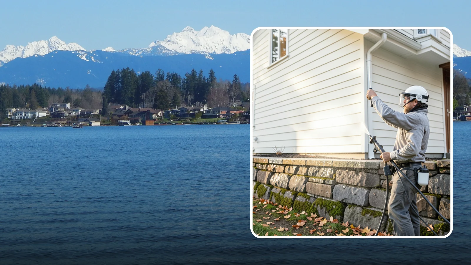 Retaining Wall Washing in Lake Stevens, Snohomish County, WA - Wash masonry retaining walls to remove moss, mineral leaching, and soil stains from constantly damp structures.