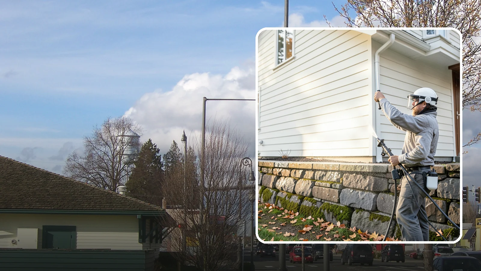 Retaining Wall Washing in Marysville, Snohomish County, WA - Wash masonry retaining walls to remove moss, mineral leaching, and soil stains from constantly damp structures.