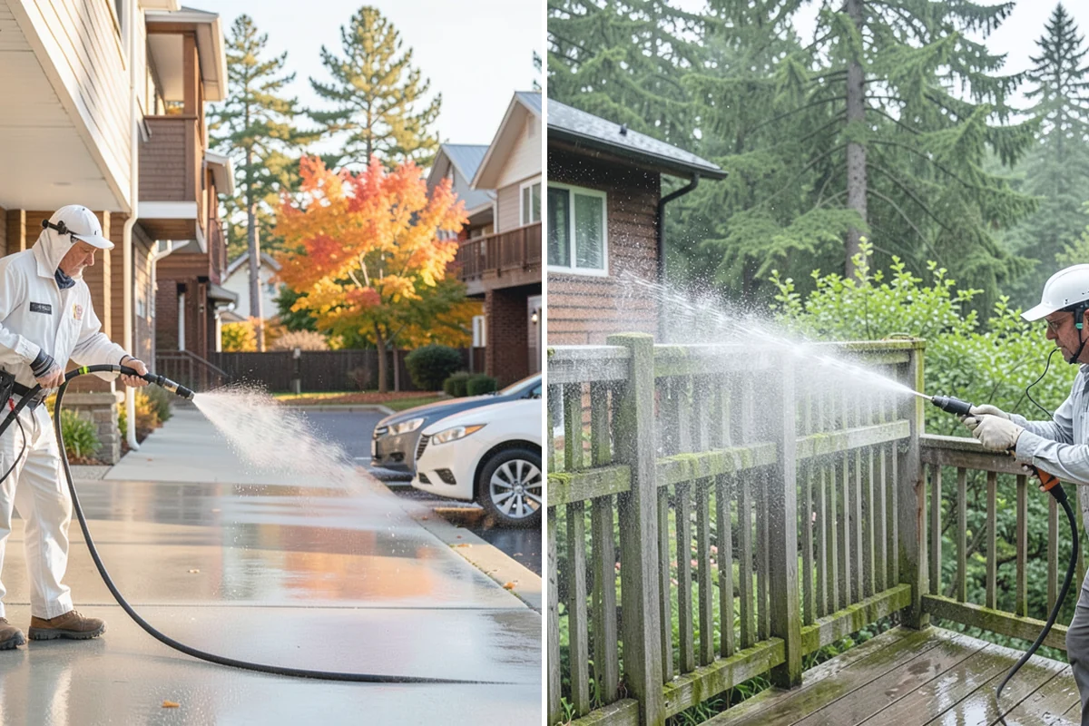 Retaining Wall Washing in Medina, King County, WA - Trim back vegetation encroaching on the wall