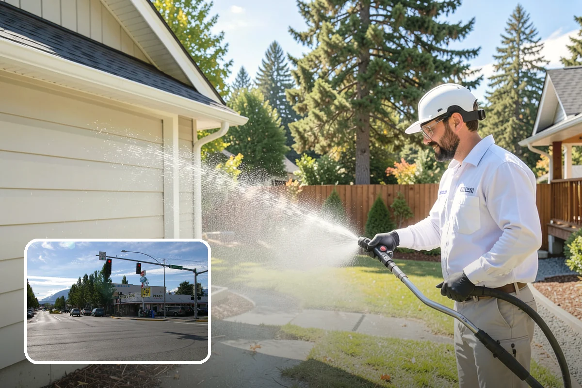 Retaining Wall Washing in North Bend, King County, WA - Removes moss thriving along damp masonry joints