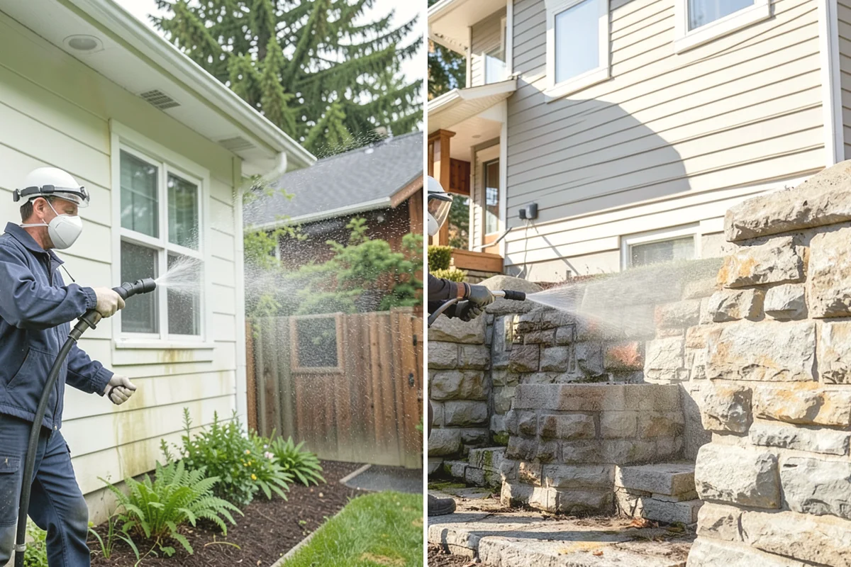 Retaining Wall Washing in Oak Harbor, Island County, WA - Trim back vegetation encroaching on the wall
