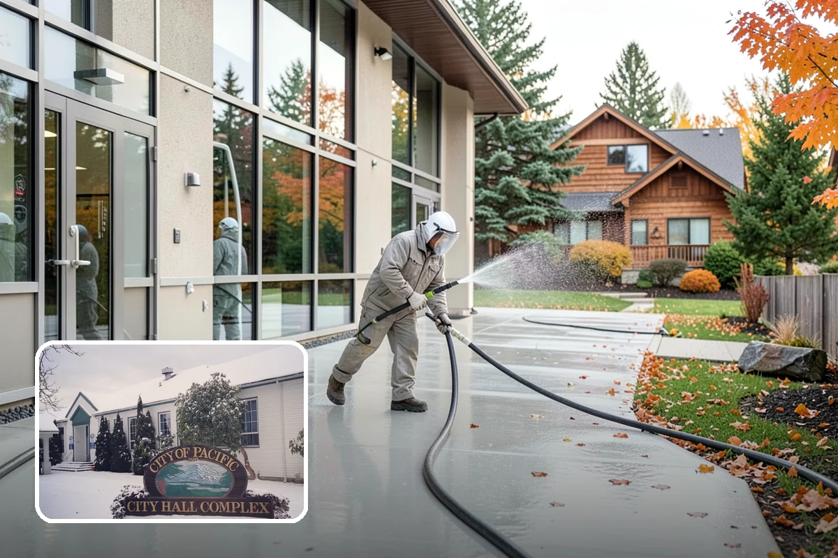 Retaining Wall Washing in Pacific, King County, WA - Removes moss thriving along damp masonry joints