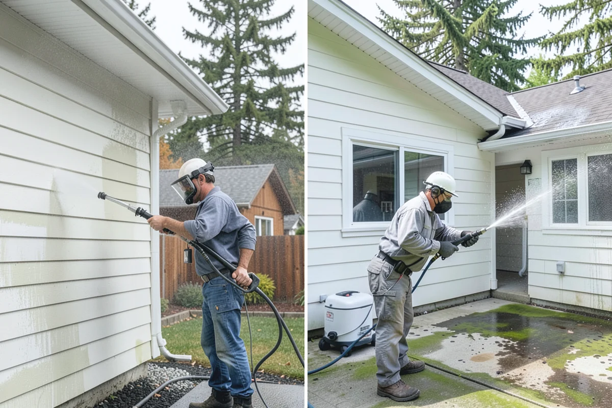 Retaining Wall Washing in Roy, Pierce County, WA - Trim back vegetation encroaching on the wall