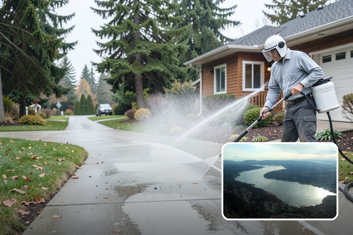 Retaining Wall Washing in Sammamish, King County, WA - Removes moss thriving along damp masonry joints
