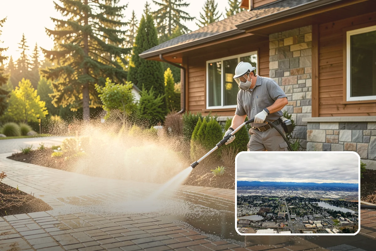 Retaining Wall Washing in SeaTac, King County, WA - Removes moss thriving along damp masonry joints