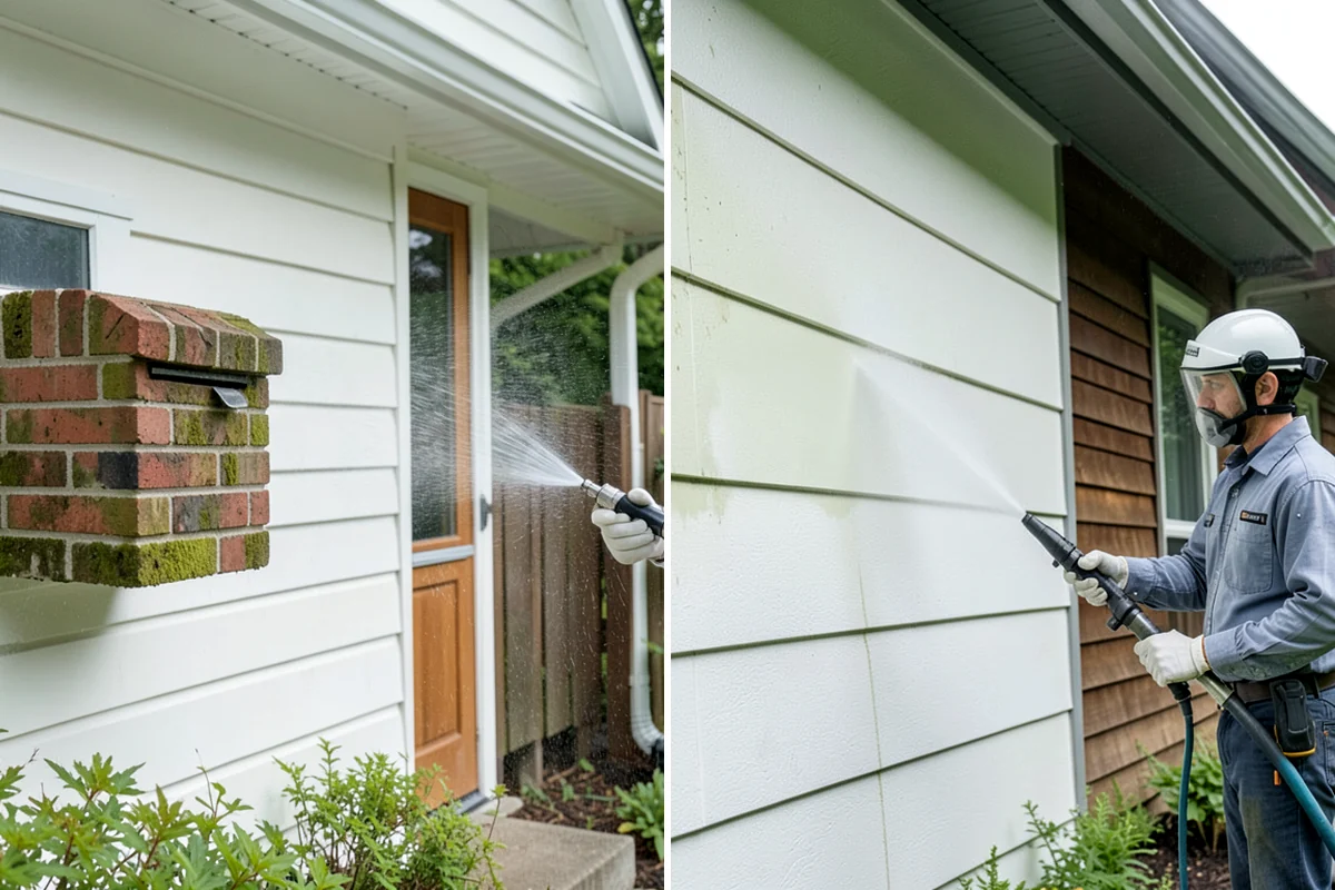 Retaining Wall Washing in Sedro-Woolley, Skagit County, WA - Trim back vegetation encroaching on the wall