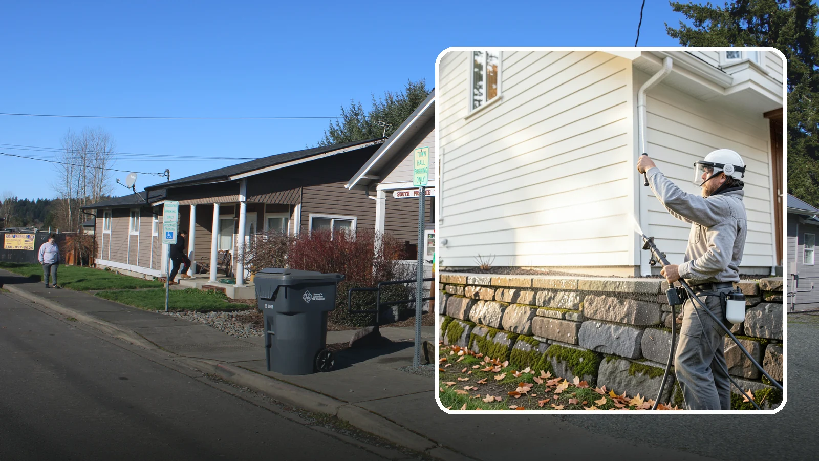 Retaining Wall Washing in South Prairie, Pierce County, WA - Wash masonry retaining walls to remove moss, mineral leaching, and soil stains from constantly damp structures.