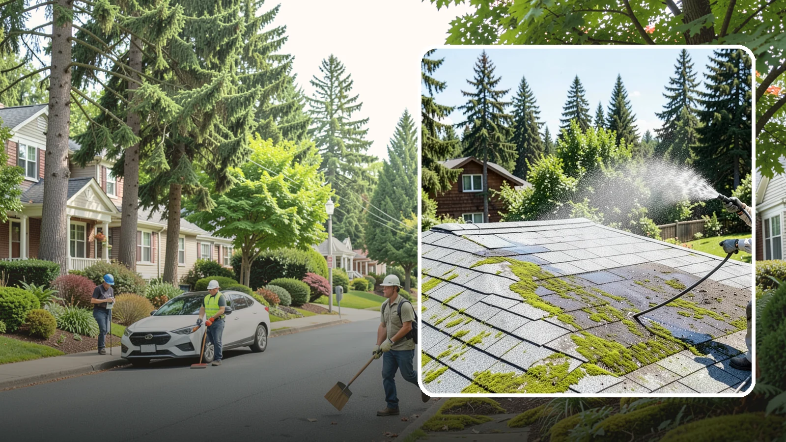 Roof Algae Removal in Beaux Arts Village, King County, WA - Soft wash algae removal that dissolves the dark biological staining spreading across Northwest rooftops.