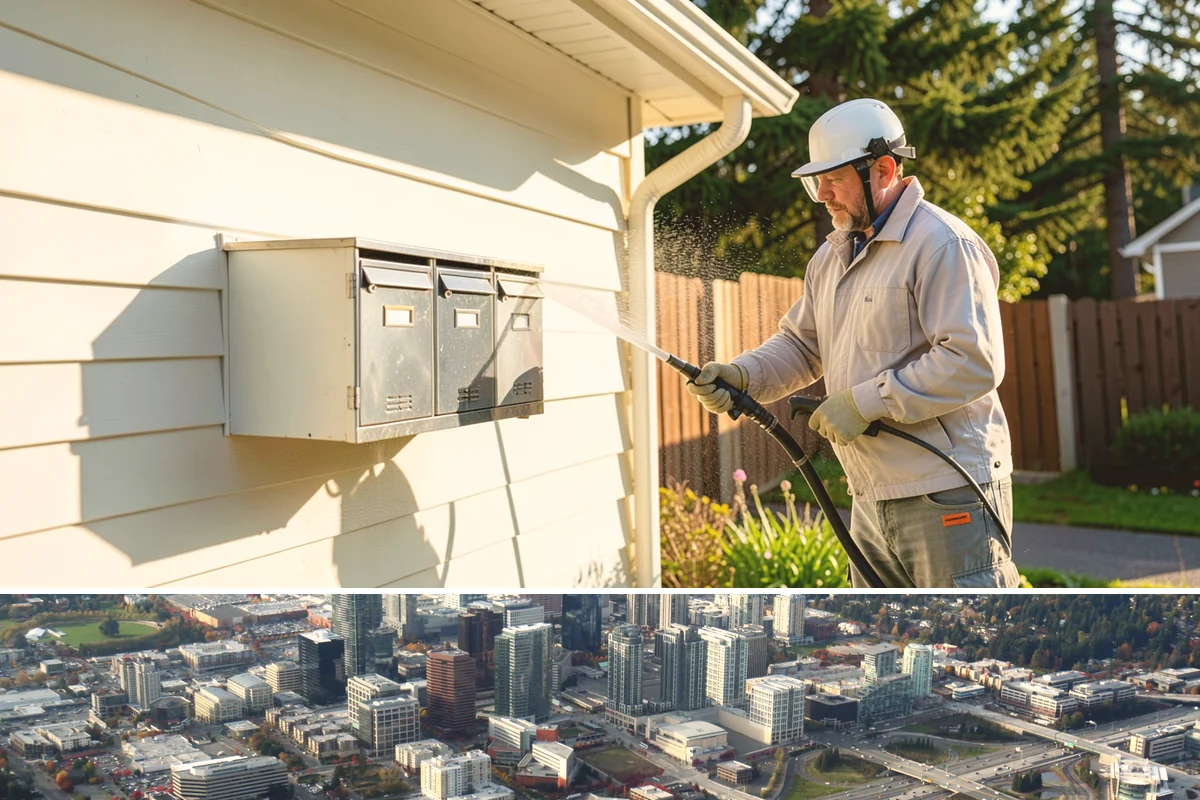 Roof Algae Removal in Bellevue, King County, WA - The dry summer stretch lets algaecide treatments cure without rain washing them away prematurely.