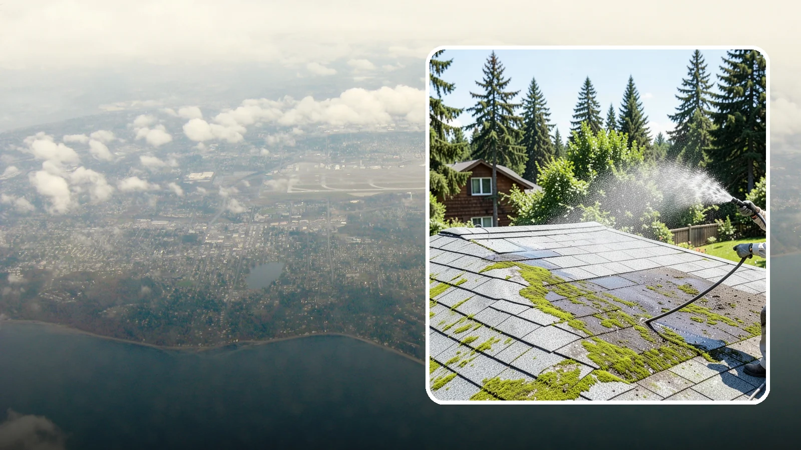 Roof Algae Removal in Burien, King County, WA - Soft wash algae removal that dissolves the dark biological staining spreading across Northwest rooftops.