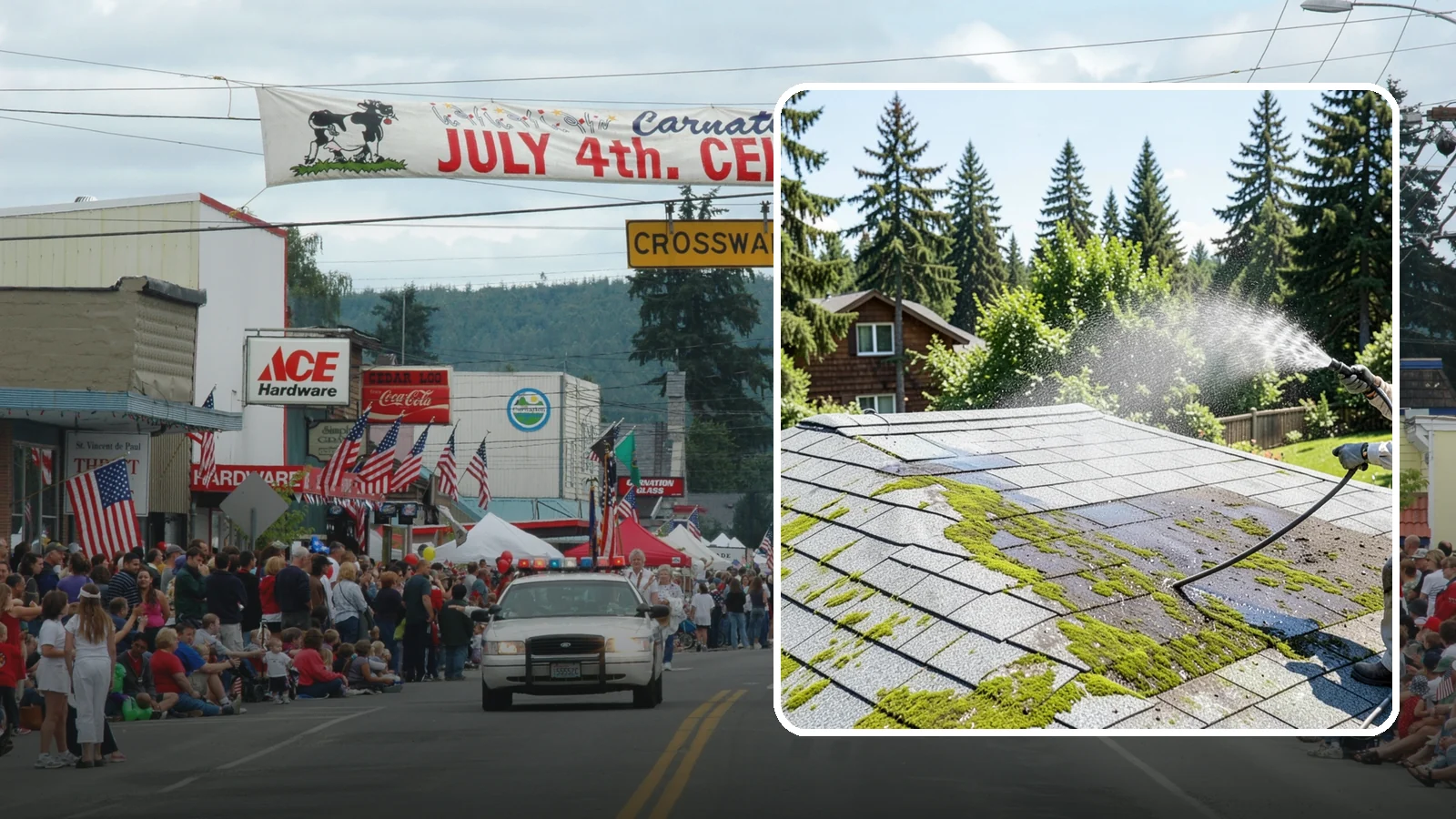 Roof Algae Removal in Carnation, King County, WA - Soft wash algae removal that dissolves the dark biological staining spreading across Northwest rooftops.