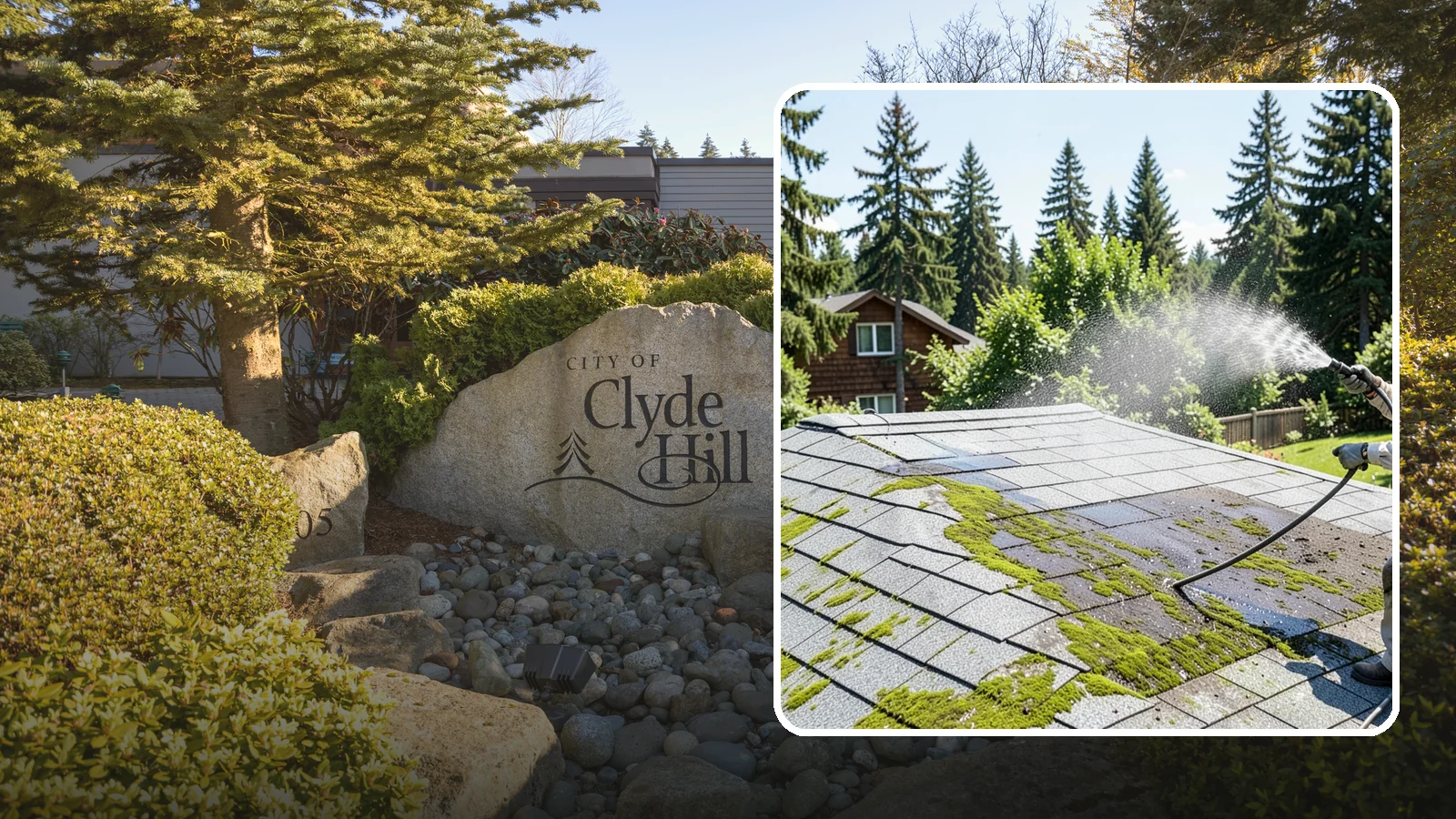 Roof Algae Removal in Clyde Hill, King County, WA - Soft wash algae removal that dissolves the dark biological staining spreading across Northwest rooftops.